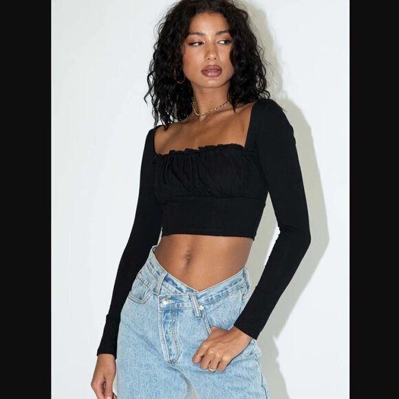 Princess Polly Tops - Princess Polly Tilly Black Long Sleeve Crop Top 8